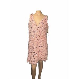 Layered With Love Misa Pink Feather Sequin Sleeveless Mini Dress XL